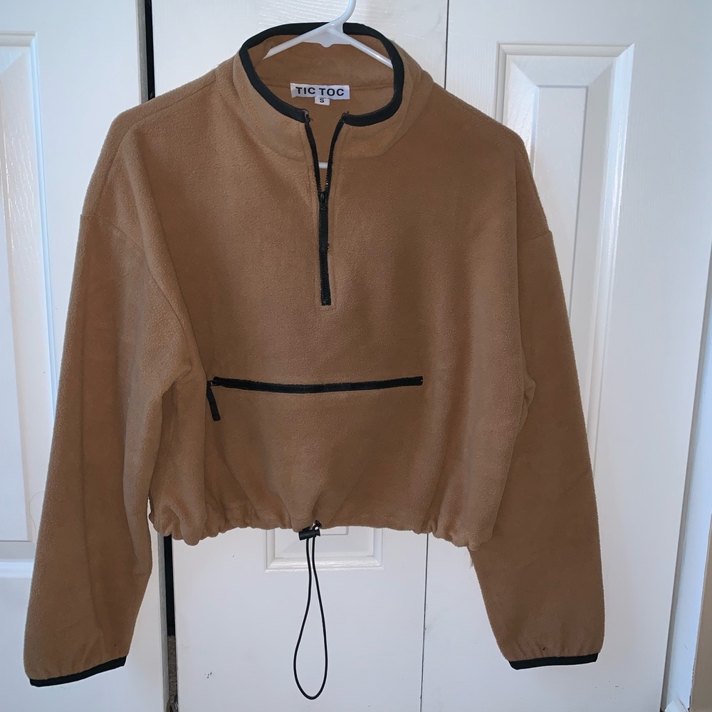 TIC TOC Cropped Half Zip Sweater